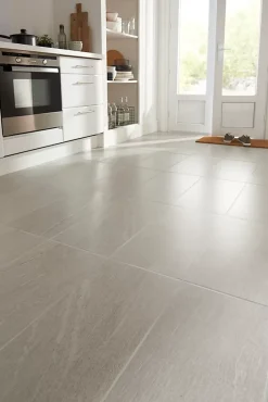 GoodHome Carrelage sol intérieur blanc effet pierre satin L.60 x l.30 cm x ép.8 mm, Natural