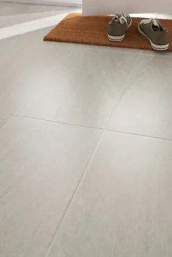 GoodHome Carrelage sol intérieur blanc effet pierre satin L.60 x l.30 cm x ép.8 mm, Natural