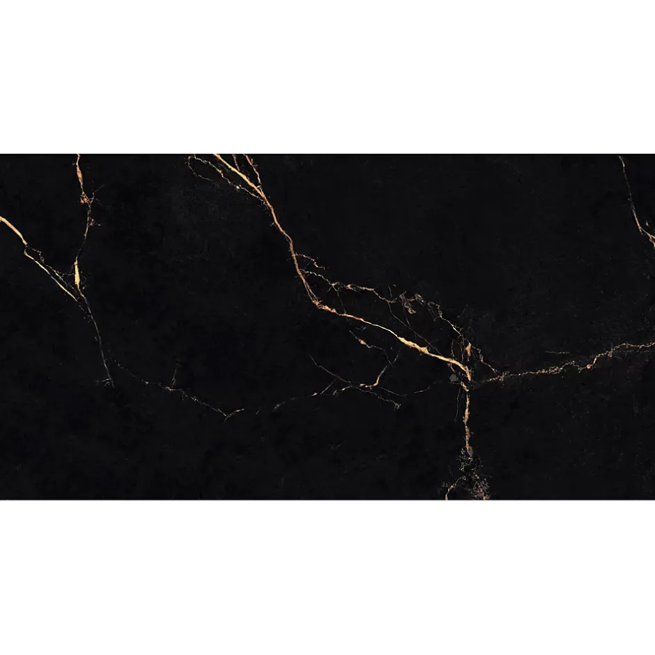 Carrelage sol intérieur effet marbre noir et doré L.120 x l.60 cm x ép.7 mm, Casa Persia