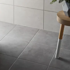 GoodHome Carrelage sol intérieur effet béton gris L.30,7 x l.30,7 cm x ép.7 mm, Cimenti