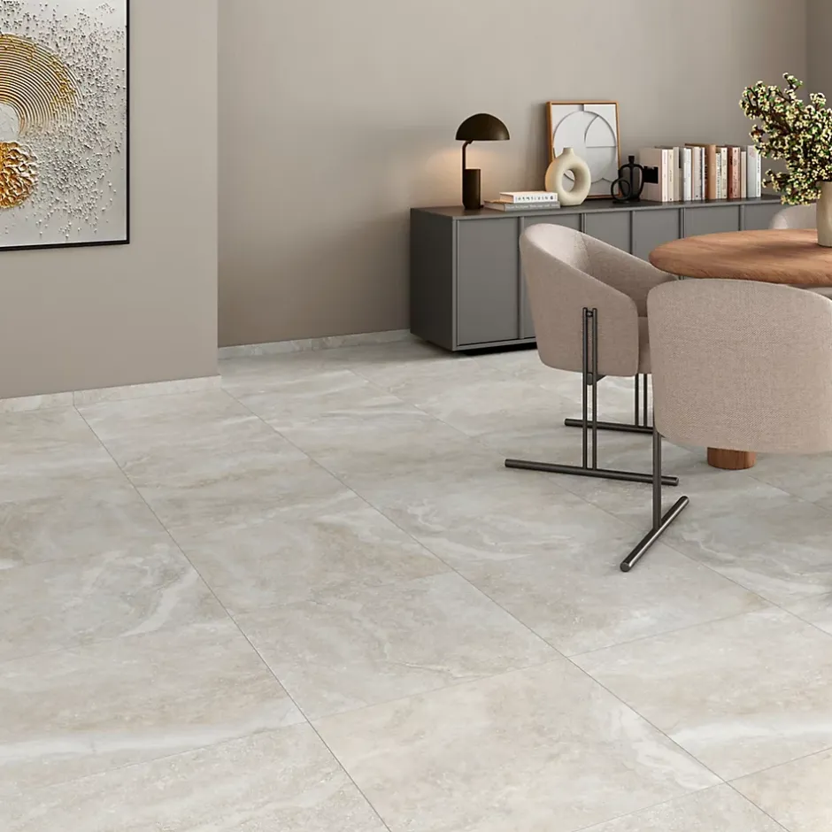 Carrelage sol intérieur effet pierre gris mat L.60 x l.60 cm x ép.9,5 mm, Nor-Alaplana New