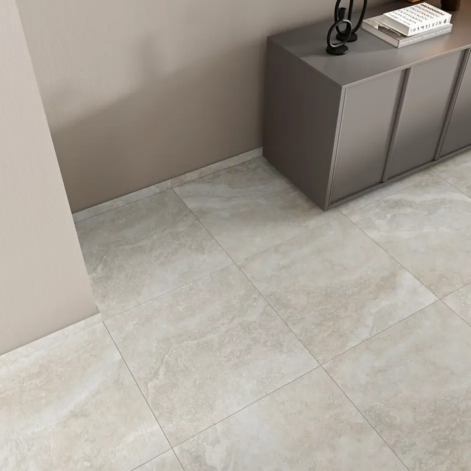 Carrelage sol intérieur effet pierre gris mat L.60 x l.60 cm x ép.9,5 mm, Nor-Alaplana New