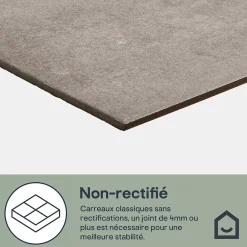 Carrelage sol intérieur effet béton gris L.42,6 x l.42,6 cm x ép.7,4 mm, Konkrete-GoodHome Online