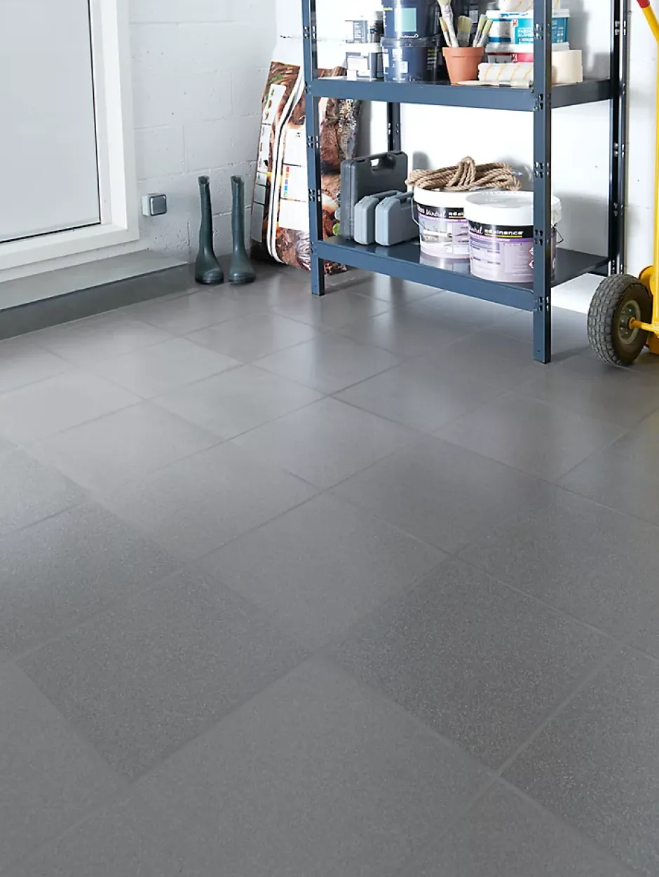 Carrelage sol intérieur gris anthracite 33 x 33 cm passage intense Porphyre