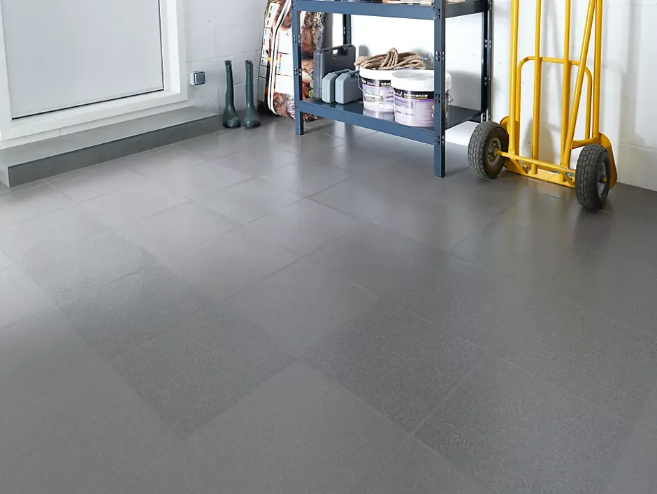 Carrelage sol intérieur gris anthracite 33 x 33 cm passage intense Porphyre