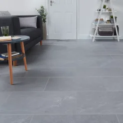Carrelage sol intérieur gris effet pierre L.60 x l.30 cm x ép.10 mm , Slate-GoodHome New