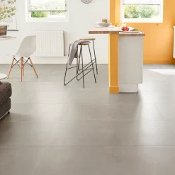 Carrelage sol intérieur gris effet béton L.60 x l.60 cm x 9,5 mm, Kontainer-GoodHome Outlet