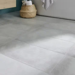 GoodHome Carrelage sol intérieur gris effet béton L.60 x l.30 cm x ép.10 mm, Smooth