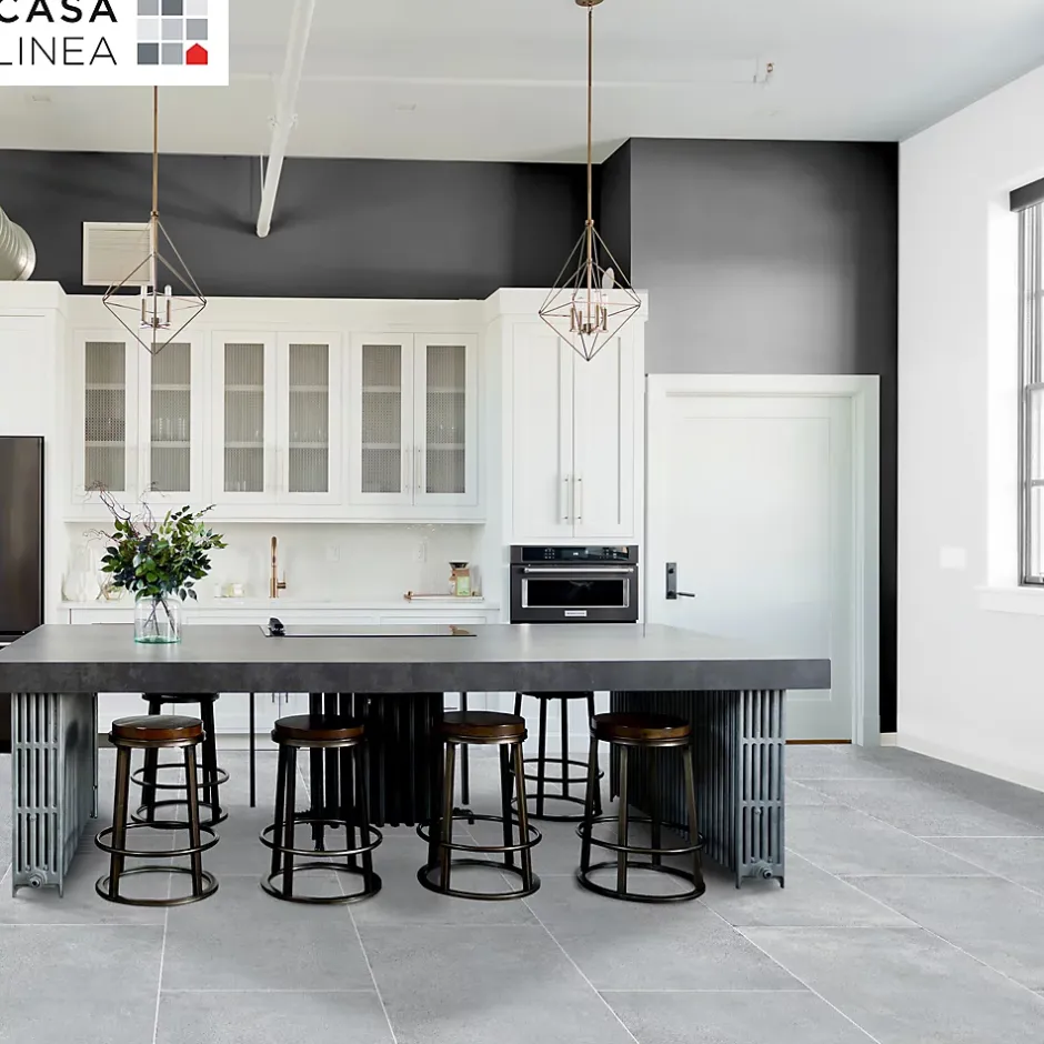 Carrelage sol intérieur gris effet béton L.120 x l.60 cm x ép.7 mm, Epoch