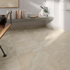 Carrelage sol intérieur porcelaine effet pierre beige mat L.60 x l.60 cm x ép.9,5 mm, Nor-Alaplana Sale
