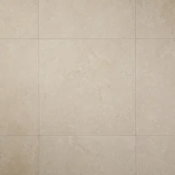 GoodHome Carrelage sol intérieur taupe beige effet pierre L.61,5 x l.61,5 cm x ép.9 mm, Soft Lime Stone