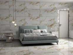 Velloza Carrelage sol/mur effet marbre brillant VENTURA GOLD L.120 x l.60cm