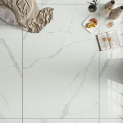 Bien Seramik Carrelage sol/mur effet marbre blanc brillant Statuario Goya l.60 x L.120 cm