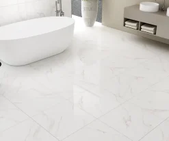 Carrelage sol/mur effet marbre blanc brillant CLASSIC CORAL L.60 x l.60cm-Velloza Clearance