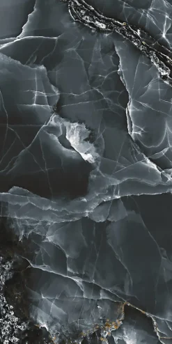 Carrelage sol/mur effet marbre brillant SUBLIME ONYX BLACK L.120 x l.60cm-Velloza New