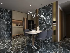 Carrelage sol/mur effet marbre brillant SUBLIME ONYX BLACK L.120 x l.60cm-Velloza New