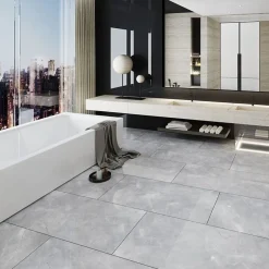 Qua Granite Carrelage sol/mur effet marbre gris mat Pulpis Grey l.60 x L.120 cm