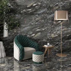 Bien Seramik Carrelage sol/mur effet marbre noir brillant Arion l.60 x L.120 cm