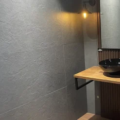 Carrelage sol/mur effet pierre anthracite mat Crag Anthracite l.60 x L.120 cm-Bien Seramik Sale