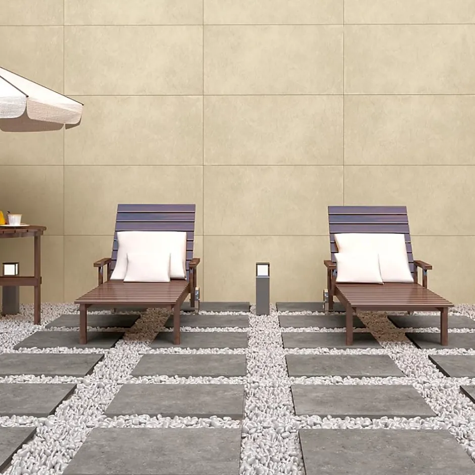 Carrelage sol/mur effet pierre beige mat Crag Ivory l.60 x L.120 cm-Bien Seramik