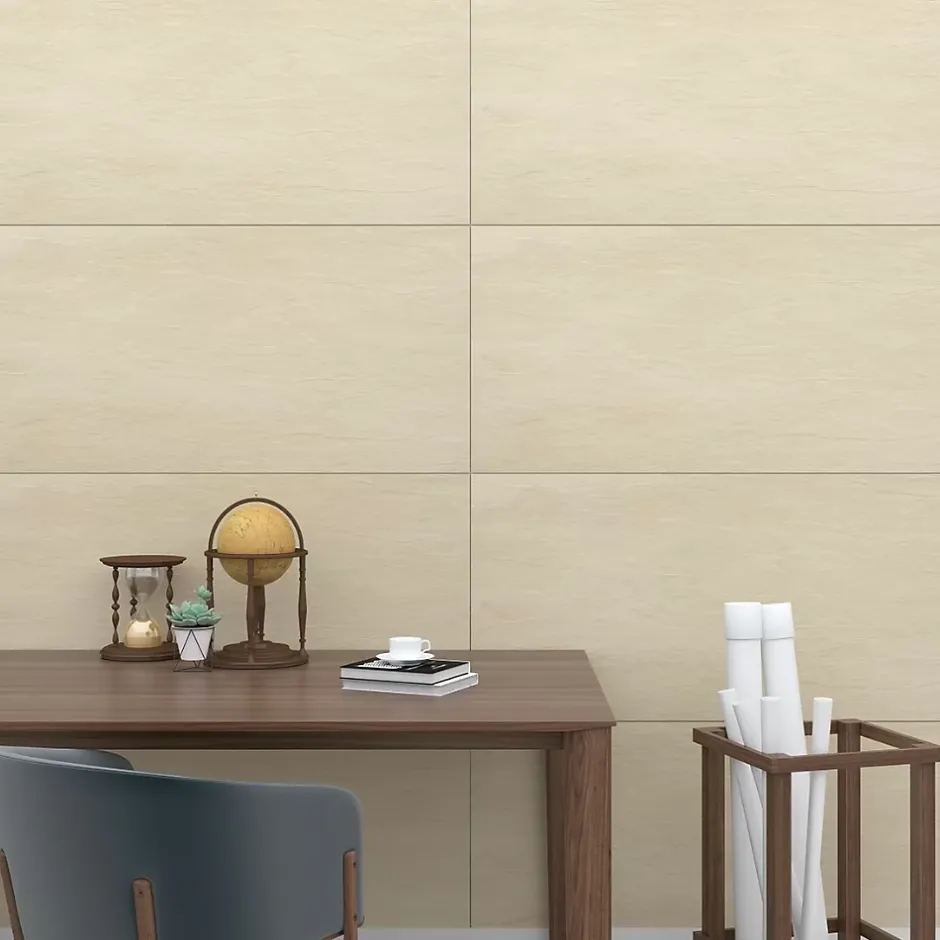 Carrelage sol/mur effet pierre beige mat Crag Ivory l.60 x L.120 cm-Bien Seramik