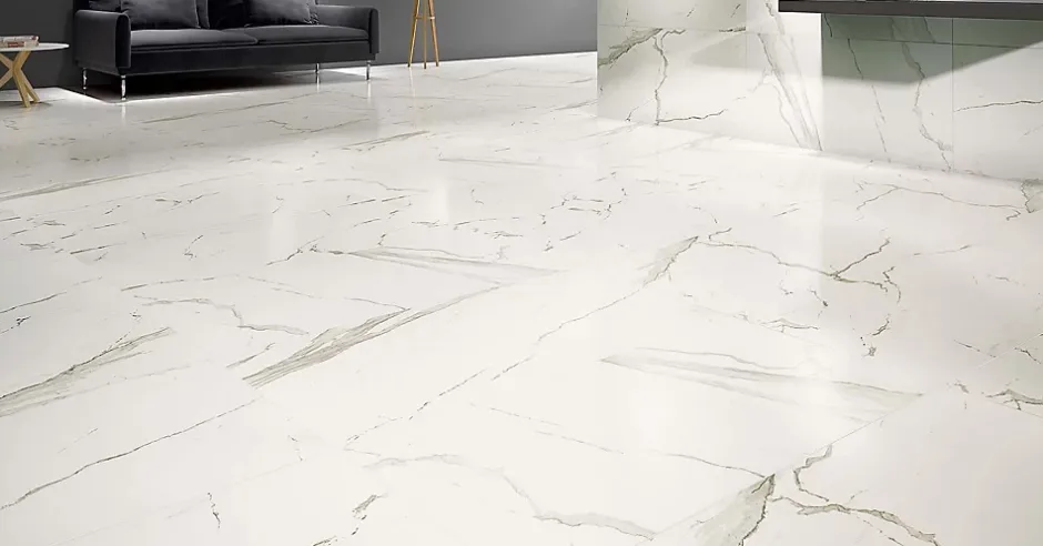 Deco Prom Carrelage sol/mur intérieur effet MARBRE l.60 x L.120 cm ALBATROS