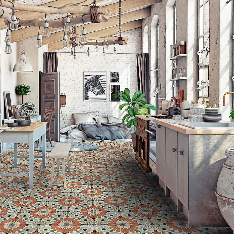 Concept Mosaïque Carrelage SYLVIANA 20x20 cm effet carreaux ciment vieilli