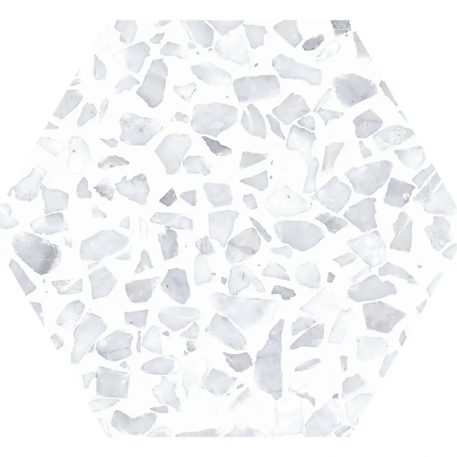 Allocarrelage Carrelage Terrazzo Hexagonal 23x26 Riazza Blanc Gris