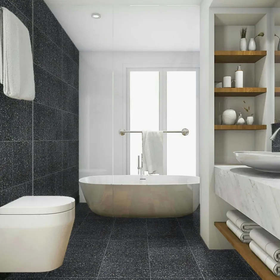 Ro'Ma Nature Carrelage Terrazzo véritable Torcello 60x40x2 cm (lot de 1,2 m² soit 5 dalles) -