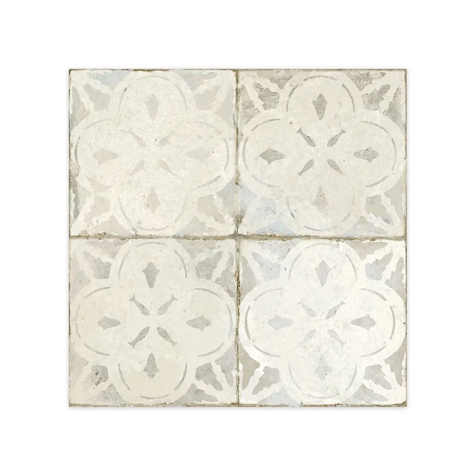 Ro'Ma Carrelage Carrelage Vintage effet Carreau ciment Blanc 45x45x0,95 cm Calenza - Sol et mur intérieur -