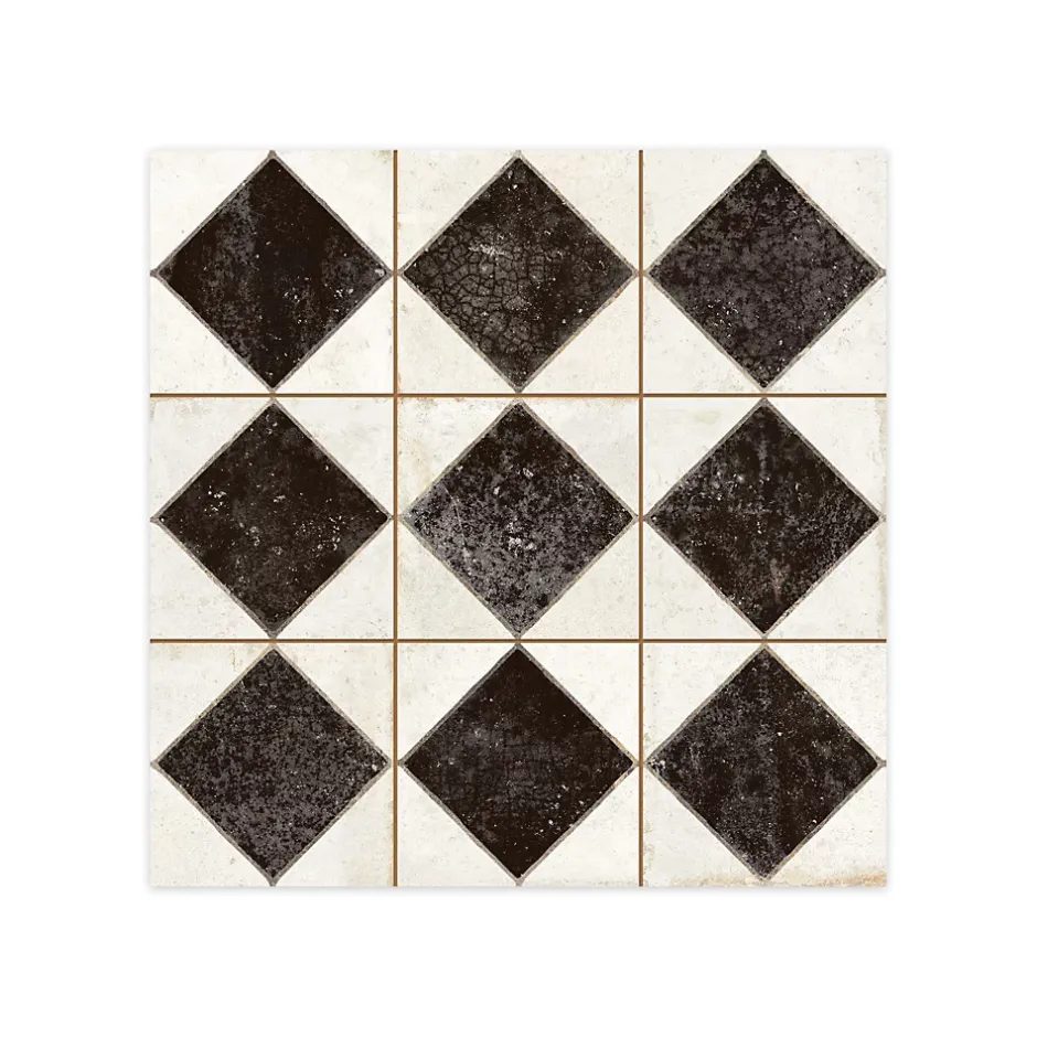 Carrelage Vintage Noir Damier 33x33x0,95 cm Solmira - Sol et mur intérieur --Ro'Ma Carrelage New