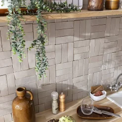 Carrelage Zellige Marocain Gris de lin 5x15 cm (vendu par 1 m²) --Ro'Ma Nature