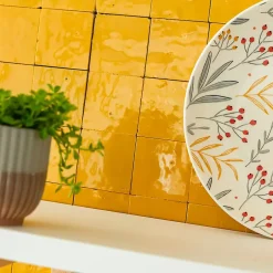 Ro'Ma Nature Carrelage Zellige Marocain Jaune Moutarde 5x5 cm (vendu par plaque de 30x30 cm soit 0,09 m²) -