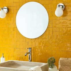 Ro'Ma Nature Carrelage Zellige Marocain Jaune Moutarde 5x5 cm (vendu par plaque de 30x30 cm soit 0,09 m²) -