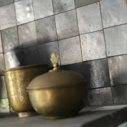 Ro'Ma Nature Carrelage Zellige Marocain Noir Carbone 5x5 cm (vendu par plaque de 30x30 cm soit 0,09 m²) -