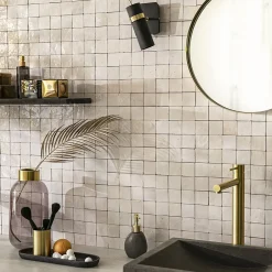 Carrelage Zellige Marocain Blanc Oukaimeden 5x5 cm (vendu par plaque de 30x30 cm soit 0,09 m²) --Ro'Ma Nature Discount