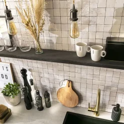 Carrelage Zellige Marocain Blanc Oukaimeden 5x5 cm (vendu par plaque de 30x30 cm soit 0,09 m²) --Ro'Ma Nature Discount