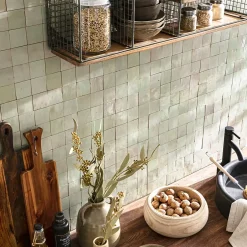 Ro'Ma Nature Carrelage Zellige Marocain Vert Tilleul 5x5 cm (vendu par plaque de 30x30 cm soit 0,09 m²) -