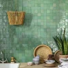 Ro'Ma Nature Carrelage Zellige Marocain Vert d'eau 5x5 cm (vendu par plaque de 30x30 cm soit 0,09 m²) -