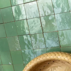 Ro'Ma Nature Carrelage Zellige Marocain Vert d'eau 5x5 cm (vendu par plaque de 30x30 cm soit 0,09 m²) -