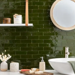 Ro'Ma Nature Carrelage Zellige Marocain Vert Impérial 5x15 cm (vendu par 1 m²) -