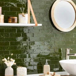 Ro'Ma Nature Carrelage Zellige Marocain Vert Impérial 5x15 cm (vendu par 1 m²) -