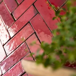 Ro'Ma Nature Carrelage Zellige Marocain Rouge Pétillant 5x15 cm (vendu par 1 m²) -