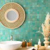 Ro'Ma Nature Carrelage Zellige Marocain Vert Pacifique 5x5 cm (vendu par plaque de 30x30 cm soit 0,09 m²) -