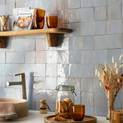 Ro'Ma Nature Carrelage Zellige Marocain Bleu Gustavien 10x10 cm (vendu par 1 m²) -