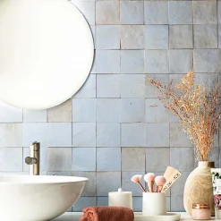 Ro'Ma Nature Carrelage Zellige Marocain Bleu Gustavien 10x10 cm (vendu par 1 m²) -