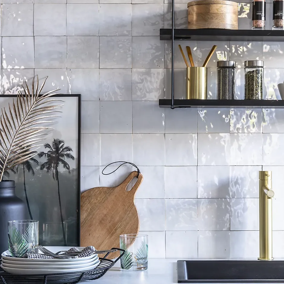 Carrelage Zellige Marocain Blanc Neige 10x10 cm (vendu par 1 m²) --Ro'Ma Nature