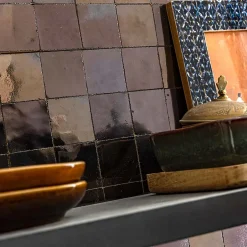 Ro'Ma Nature Carrelage Zellige Marocain Bronze 5x5 cm (vendu par plaque de 30x30 cm soit 0,09 m²) -