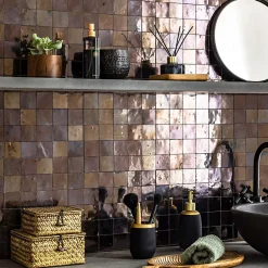 Ro'Ma Nature Carrelage Zellige Marocain Bronze 5x5 cm (vendu par plaque de 30x30 cm soit 0,09 m²) -