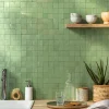 Carrelage Zellige Marocain Vert Amande 5x5 cm (vendu par plaque de 30x30 cm soit 0,09 m²) --Ro'Ma Nature Outlet